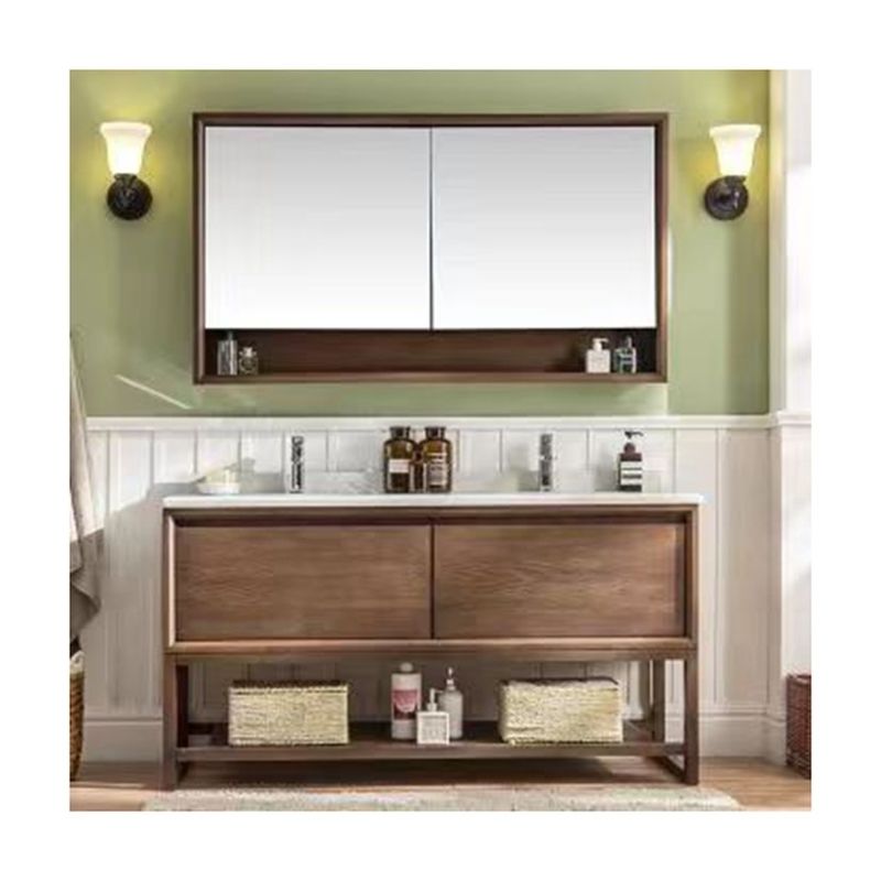 Melhore a sua casa de banho com o YALIG Custom Gold Double Sink Vanity Combo e Wall Mount