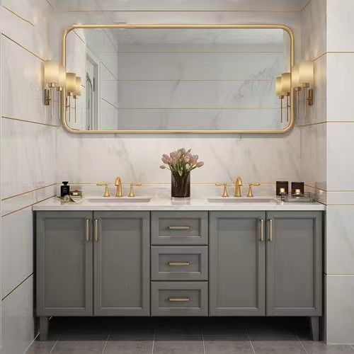 Melhore a sua casa de banho com o YALIG Custom Gold Double Sink Vanity Combo e Wall Mount