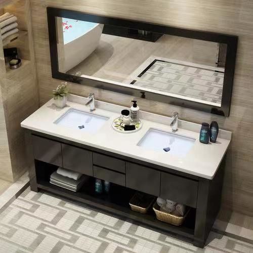Melhore a sua casa de banho com o YALIG Custom Gold Double Sink Vanity Combo e Wall Mount