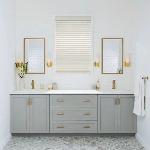 Melhore a sua casa de banho com o YALIG Custom Gold Double Sink Vanity Combo e Wall Mount