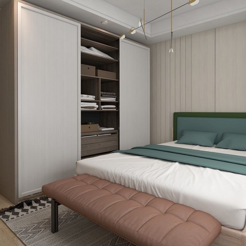 Conjunto de quarto de estilo moderno personalizável com guarda-roupa de 2 portas Almari Mobiliário da YALIG