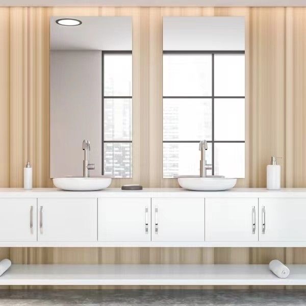 YALIG Customizado Counter Wash Basin Armário Branco de Madeira Banheiro Armários de Vanidade com Espelho de Prata