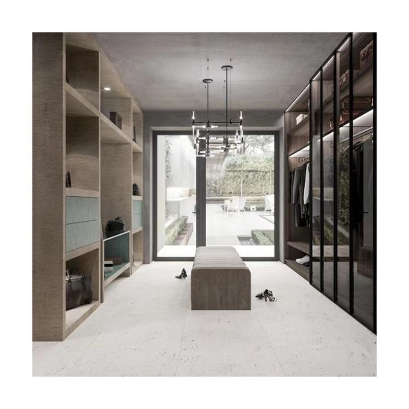 Grande caminhada de madeira em guarda-roupa para apartamento moderno 2D / 3D e design de ponta