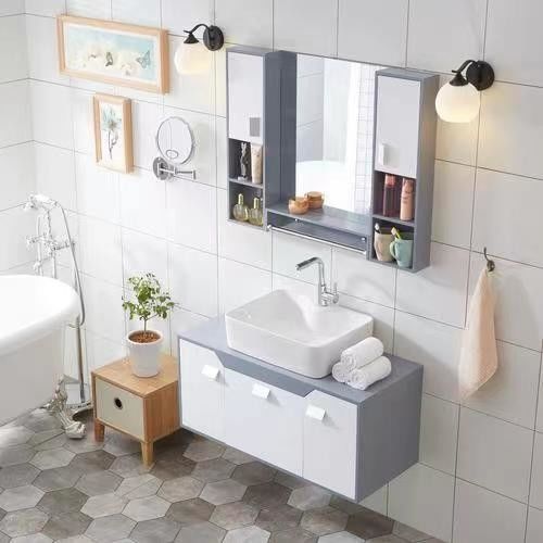 Armário moderno de armazenamento e banheiro Combo de luz de vaidade com espelho da YALIG Design