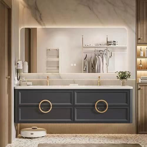 YALIG Cabinet Shaker Fluted Panel Quartz Countertop Banheiro Vanity para 38-46 em largura