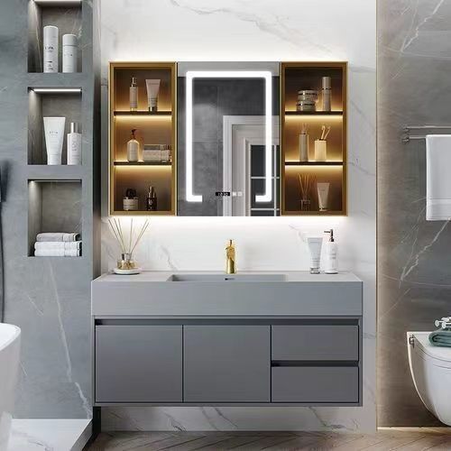 Melamina Vanity Design sem alça para apartamento moderno em cores puras