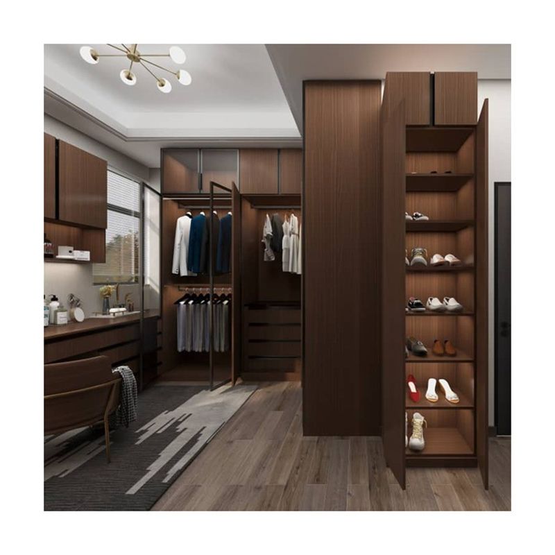 Armário de madeira contemporâneo para o design de móveis de quarto estilo 2D / 3D