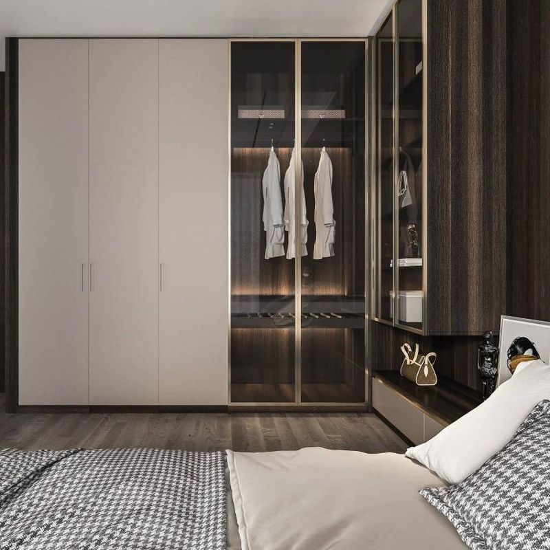 Armário de madeira contemporâneo para o design de móveis de quarto estilo 2D / 3D