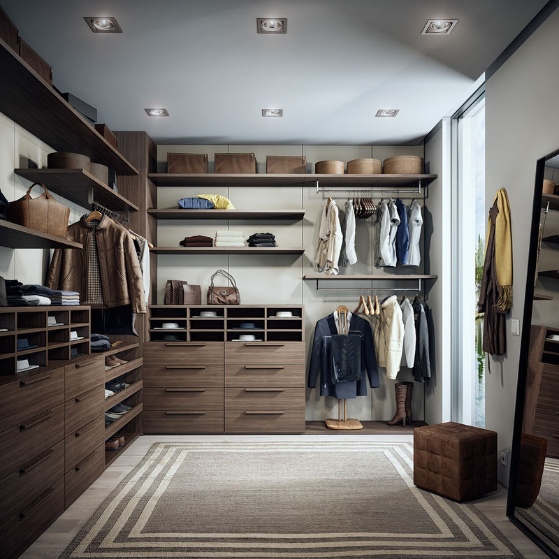 Armário de madeira contemporâneo para o design de móveis de quarto estilo 2D / 3D