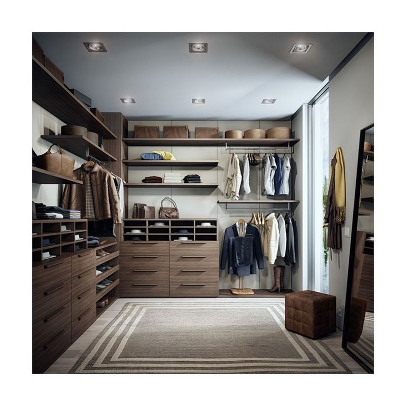 Armário de madeira moderno para quarto contemporâneo YALIG Corredor aberto walk-in essencial