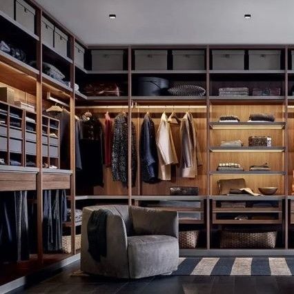 Armário de madeira moderno para quarto contemporâneo YALIG Corredor aberto walk-in essencial