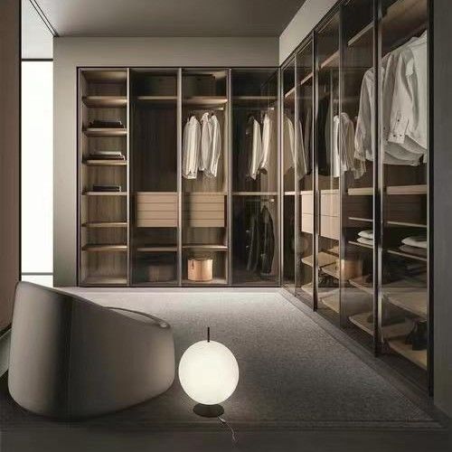 Armário de madeira moderno para quarto contemporâneo YALIG Corredor aberto walk-in essencial