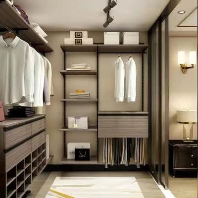 Armário aberto de madeira para design de interiores e organização de armários